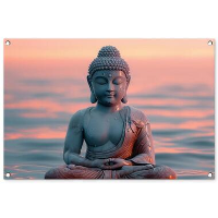 MuchoWow Tuinposter 90x60cm Boeddha Beeld Buddha Water