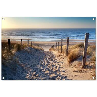 MuchoWow Tuinposter 90x60cm Strand Zee Nederland Duinen Zon