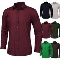 Multi Color Fashion Unique Neckline Mens Slim Long Sleeve Dress Shirt