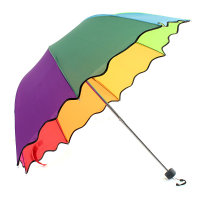 Multi Color Flouncing Dome Parasol Folding Sun/rain/wind Umbrella