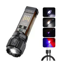 Bikight Multi functionele Zonne LED Zaklamp Telescoop Zoom Zaklamp 6 Modi Licht Buiten Noodstroombank LED Zonne Lantaarn