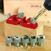Multi hoek houtbewerking boorgeleider jig 30/45/90° gat boren locater met 8 stuks 3 10 mm boren sleeves aluminiumlegerin