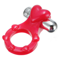 Multi Speed Waterproof Red Heart Pattern Vibrating Cock Ring
