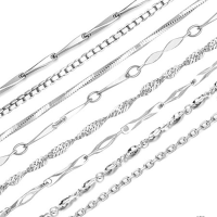 Multi Styles 925 Sterling Silver Link Chain Lobster Clasp Necklace
