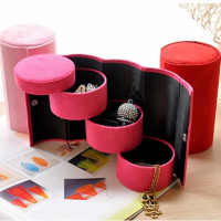 Multicolor 3 Layers Round Ring Earrings Jewelry Storage Gift Box