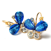 Multicolor Gold Plated Crystal Rhinestone Butterfly Earrings Ear Drop