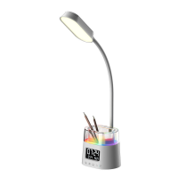 Multifunctionele Bureaulamp met RGB Ambient Nachtlampweergave Klok & Kalender Display Penhouder Opslag Lees  en Leer Vri