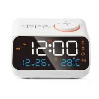 Multifunctionele LED Stembesturing Klok Hygrometer FM radio Dubbele Alarmen Verstelbare Helderheid Temperatuur Vochtighe