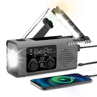 Multifunctionele Noodradio Zonne energie Handcrank NOAA Weeralarm AM FM WB Radio Powerbank Zaklamp voor Buitengewone Noo