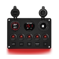 Multifunctionele Rocker Switch Verlichte Dubbele USB Oplader Spanningsmeter 12V Stopcontact Schakelpaneel met Inline Zek