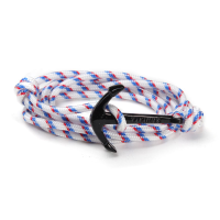 Multilayer Umbrella Rope Alloy Black Anchor Bracelet Adjustable