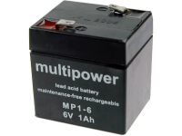 Multipower MP1 6 Loodaccu 6 V 1 Ah Loodvlies (AGM) (b x h x d) 51 x 55 x 42 mm Kabelschoen 4.8 Mm Onderhoudsvrij, Geringe zelfontlading