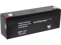 Multipower MP4 12D Loodaccu 12 V 4 Ah Loodvlies (AGM) (b x h x d) 195 x 76 x 47 mm Kabelschoen 4.8 Mm Onderhoudsvrij, Geringe zelfontlading