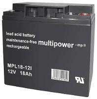 Multipower MPL18 12 Loodaccu 12 V 18 Ah Loodvlies (AGM) (b x h x d) 181 x 167 x 76 mm M5 schroefaansluiting Onderhoudsvrij, Geringe zelfontlading