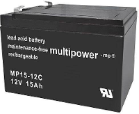 Multipower PB 12 15 Loodaccu 12 V 15 Ah Loodvlies (AGM) (b x h x d) 151 x 104.5 X 99 mm Kabelschoen 6.35 Mm Onderhoudsvrij, Geringe zelfontlading