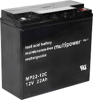 Multipower PB 12 22 M5 Loodaccu 12 V 22 Ah Loodvlies (AGM) (b x h x d) 181 x 167 x 76 mm M6 schroefaansluiting Cyclusbestendig, Onderhoudsvrij, Geringe