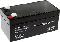 Multipower PB 12 3,4 4,8 Loodaccu 12 V 3.4 Ah Loodvlies (AGM) (b x h x d) 134 x 66.5 X 67 mm Kabelschoen 4.8 Mm Onderhoudsvrij, Geringe zelfontlading,