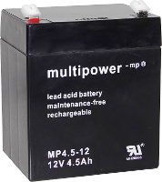 Multipower PB 12 4,5 4,8 Loodaccu 12 V 4.5 Ah Loodvlies (AGM) (b x h x d) 90 x 107 x 70 mm Kabelschoen 4.8 Mm Onderhoudsvrij, Geringe zelfontlading
