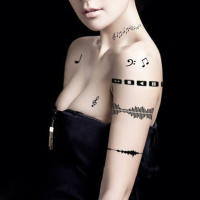 Music Tattoo Totem Design Melody Waterproof Temporary Tattoo Sticker