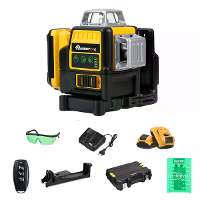 Mustool 3D 12 Lijn Groene Laserwaterpas Automatische Nivellering Hoge Precisie 500nm Hellingsfunctie Met 2 Batterijen
