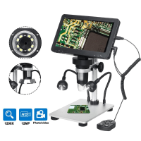 Mustool DM9 Digitale Microscoop 7 inch 1200X Vergroting met reflecterende hoes Hoge resolutie 1080FHD Video Verstelbare