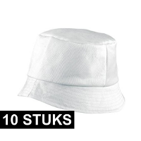 10X Vissershoedjes/zonnehoedjes wit voor volwassenen