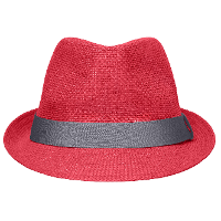 Rood met donkergrijs trilby hoedje