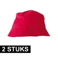 Vissershoedjes/zonnehoedjes   2x   rood   voor volwassenen   Zomerhoeden