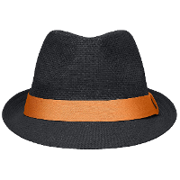 Zwart met oranje trilby hoedje