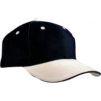 Zwarte baseball pet met beige klep
