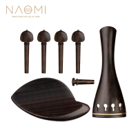 NAOMI Ebbenhout Viool Accessoires Set Staartstuk + Kinsteun + Eindpin + 4 Stemsleutels Viool Repareren Onderdelen Voor 4