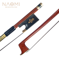 NAOMI Strijkstok 4/4 Maat Brazilwood Stick Lizard Skin Grip Zwart Mongolië Paardenhaar W / Ebbenhout Kikker Goed Evenwic