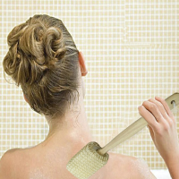 Natural Sponge Wooden Body Bath Massage Brushes Long Handle Back Cleaning Shower Scrubber