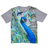 Grijs t shirt met pauw voor kinderen