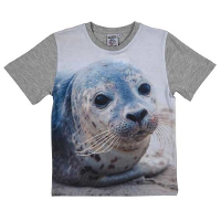 Grijs t shirt met zeehond voor kinderen