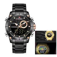 NAVIFORCE Luxe Heren Quartz Horloge Dubbele Weergave Waterdichte Sporthorloge Lumiën Design Stijlvol