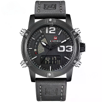 NAVIFORCE Mode Sport Horloges Analoog Datum Klok Mannen Quartz Horloge Luminiserend Waterdicht Echt Leren Band Polshorlo