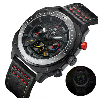 NAVIFORCE Multifunctionele Waterdichte Sporthorloge Quartz Luxe Vierkante Horloge Mode Leren Luminous Ontwerp voor Manne