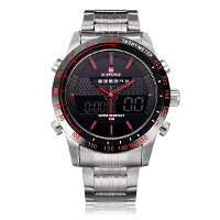Naviforce Nf9024 Dual Display Stainless Steel Week Date Men Watch