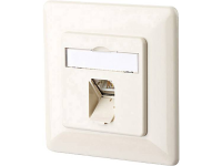 Metz Connect 130C371001 I Netwerkdoos Inbouw Inzet met centraalstuk en frame CAT 6A 1 poort Parel wit