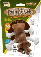 New Angle Puppysafe Ted D. Natuurlijk Rubber Met Flostouw 6,5 Cm