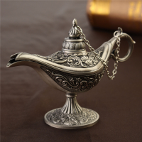 New Brand Aladdin Classic Alloy Magic Genie Light Wishing Oil Collectable Hollow Museum Lamp Light