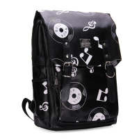New Street Style Pu Print Musical Notes Backpack Girls Schoolbags