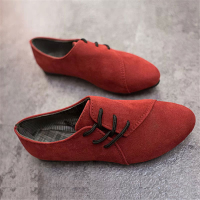New Women Flat Loafers Comfortable Lace Up Suede Casual Flat Shoes