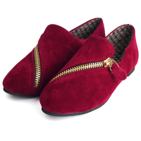New Women Suede Shallow Mouth Zipper Flat Casual Shoes