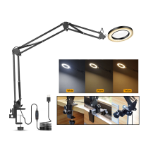 NEWACALOX Flexibel Bureau Grote 5X USB LED Vergrootglas 3 Kleuren Verlichte Vergrootglas Lamp Loep Lezen/Rework/solderen