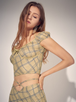 Patroon Zelf Strikken Halter Korte Mouw Crop Top