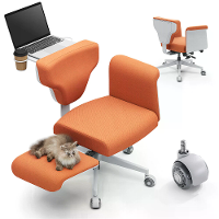NEWTRAL FREEDOM X PRO Stof Waterdicht Multi Postuur Kruisbeen Stoel met Armleuning Transparante Skate Wielen