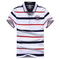 Nianjeep Men's Stripe Lapel Short Sleeve Polo T Shirt Spring Summer Fashion Casual Tops Tees