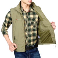 Nianjeep Mens Casual Outdoor Detachable Back Multi Pockets Stand Collar Vest